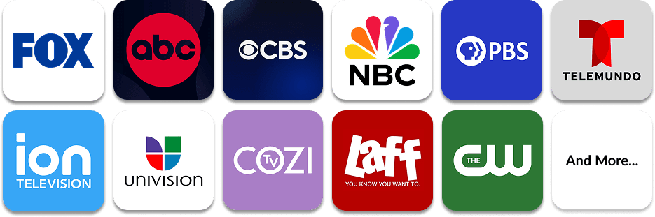 Rows of Icons pertaining to broadcast networks